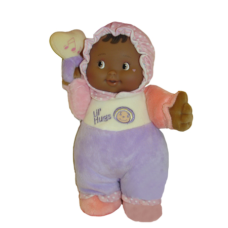 JC TOYS Lil Hugs Babys First Soft Doll w/Rattle, 12in., African-American 48001